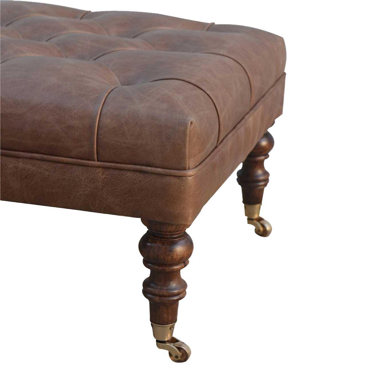 Buffalo Leather Ottoman - Image 5