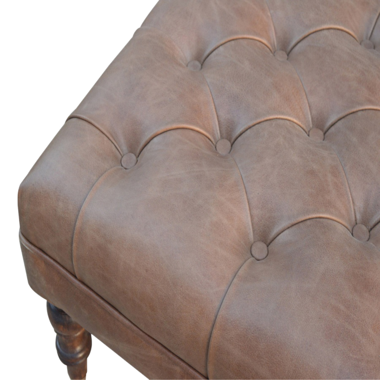 Buffalo Leather Ottoman - Image 7